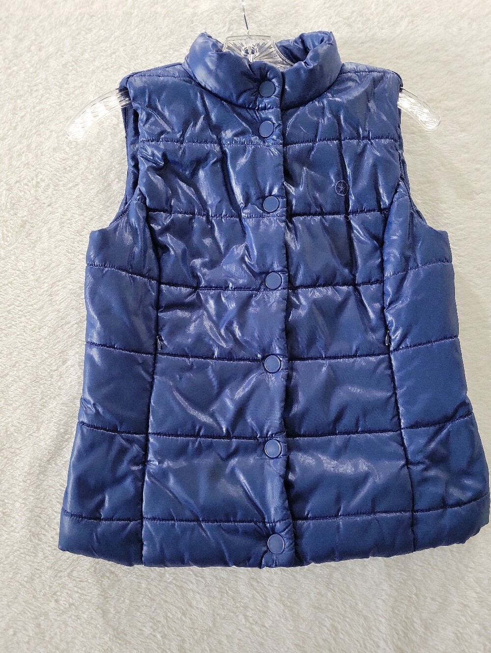 Converse One Star Puffer Vest Women's Size XS Blue Snap Buttons with Zip Pockets